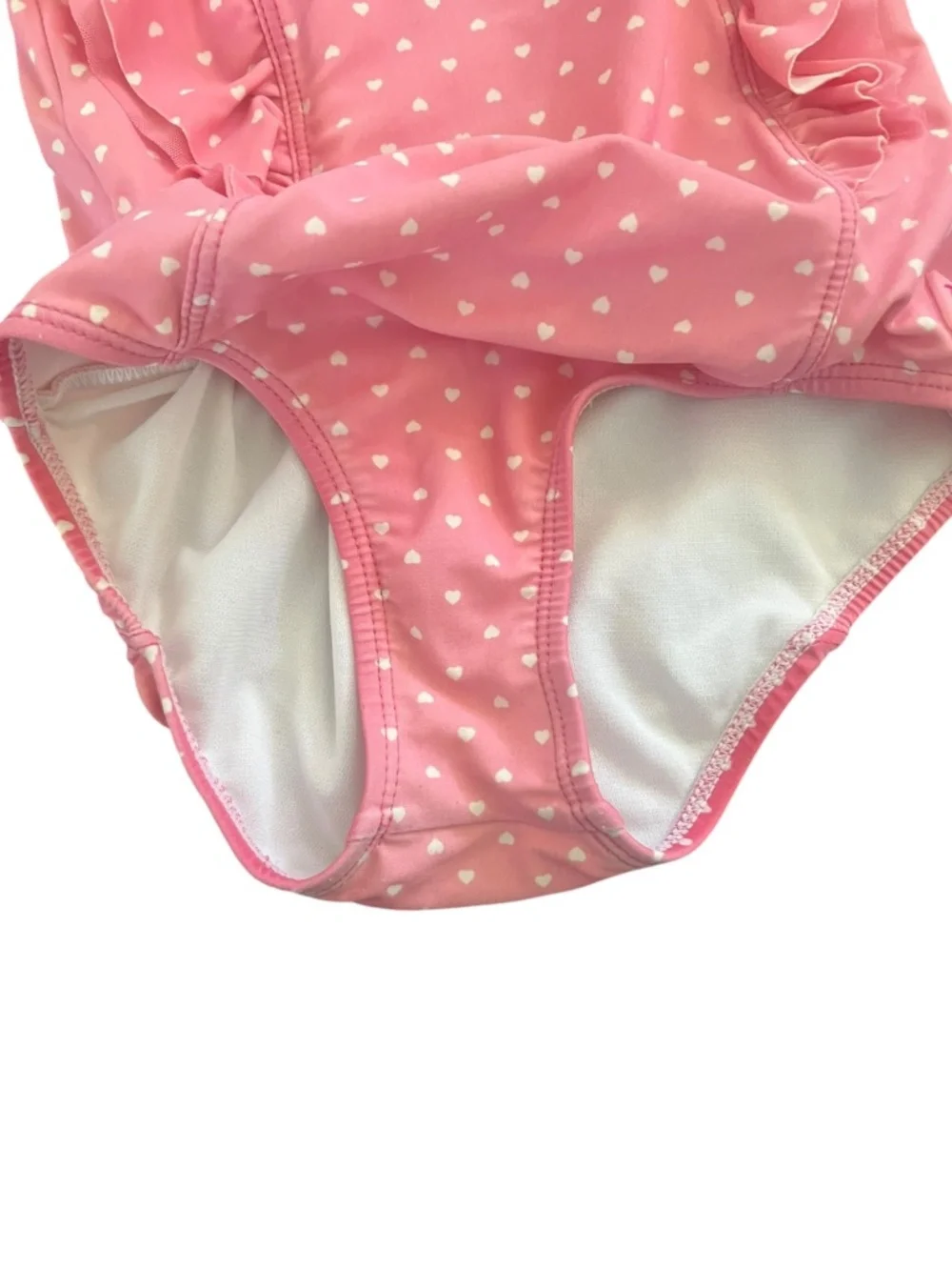 RuffleButts Pink Heart Ruffle One Piece Swimsuit UPF 50 Size 6